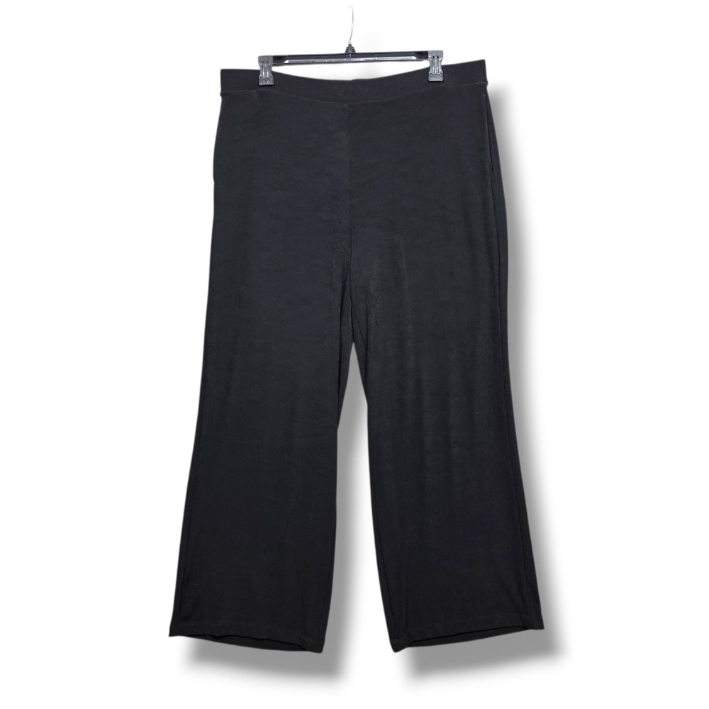 Chicos Travelers Wide Leg Pocket Pants Womens XL Black High Rise